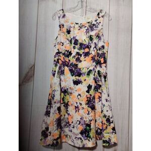 Mauve Dress Ladies 10 Purple Orange‎ Sleeveless Paint Splash Pockets